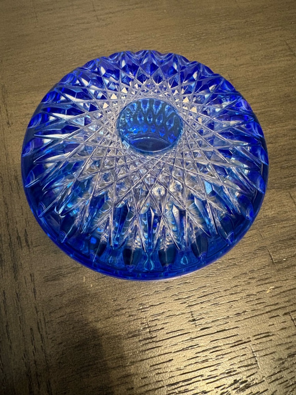 Blue Crystal Round Decorative Starburst Jewelry or Trinket Box